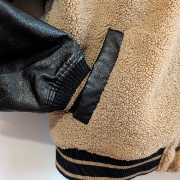 Steve Madden Size Medium Florence Bomber Jacket Faux Leather Varsity Snap - Picture 3 of 13
